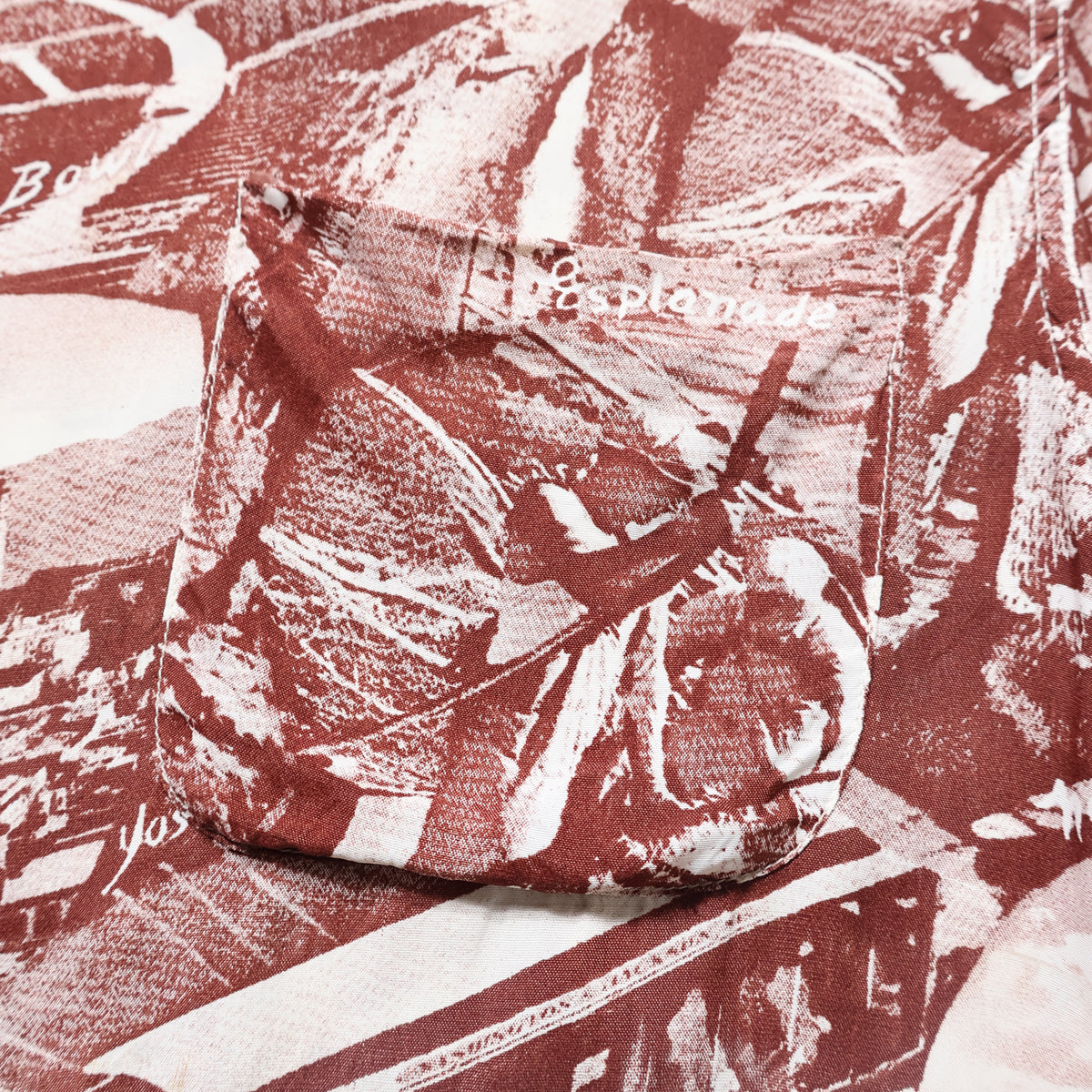 40,50s Top of California "Picture Pattern" レーヨンハワイアンシャツ