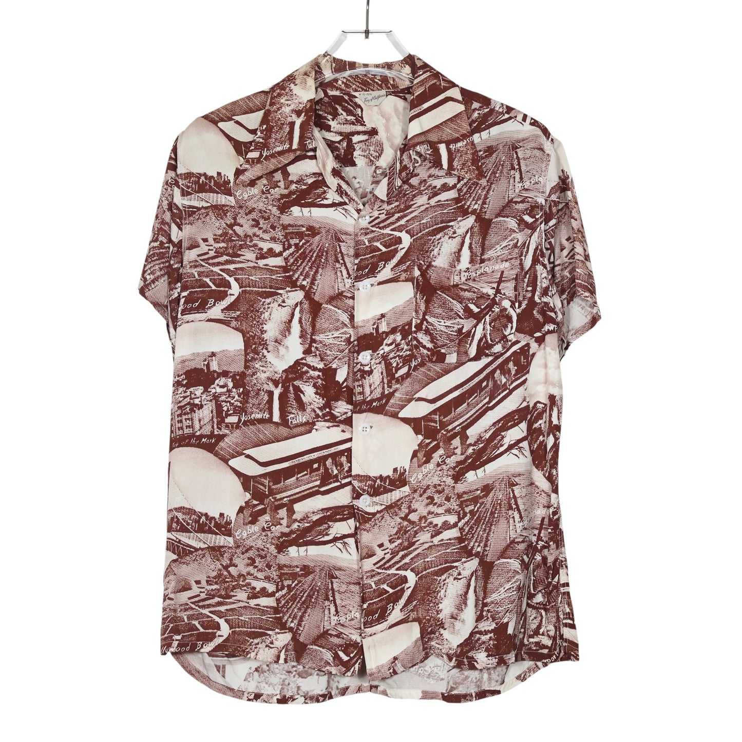 40,50s Top of California "Picture Pattern" レーヨンハワイアンシャツ