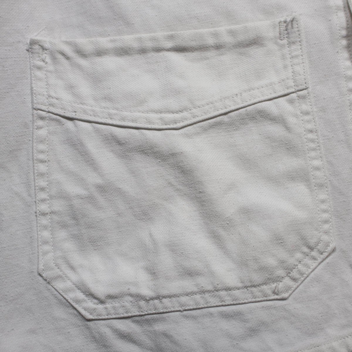 40s FRENCH White Cotton Twill "Vポケ" チョアジャケット