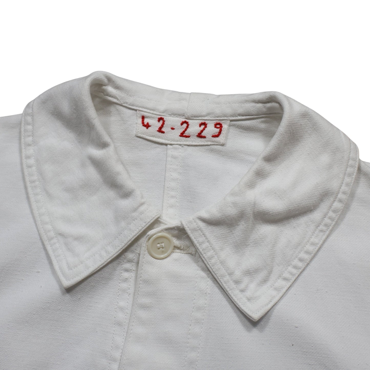 40s FRENCH White Cotton Twill "Vポケ" チョアジャケット