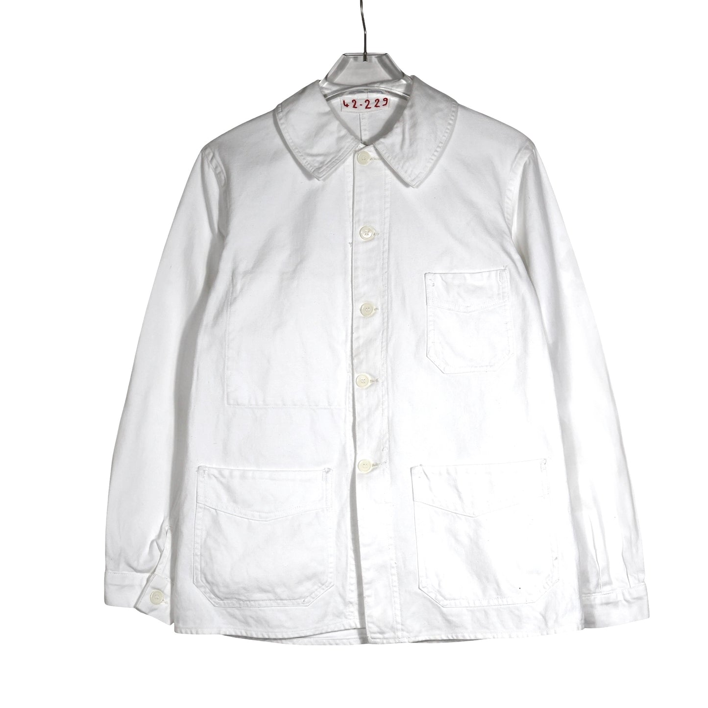 40s FRENCH White Cotton Twill "Vポケ" チョアジャケット