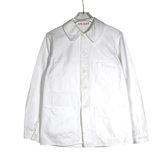 40s FRENCH White Cotton Twill "Vポケ" チョアジャケット